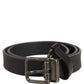 Black Leather Antique Finish Buckle Belt
