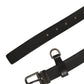 Black Leather Antique Finish Buckle Belt
