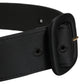Black Wide Fabric Oval Buckle Cintura Belt