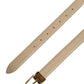Beige Leather Double Wrap Gold Buckle Belt