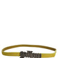 Yellow Waxed Leather Rustic Silver Logo Buckle Belt