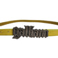 Yellow Waxed Leather Rustic Silver Logo Buckle Belt