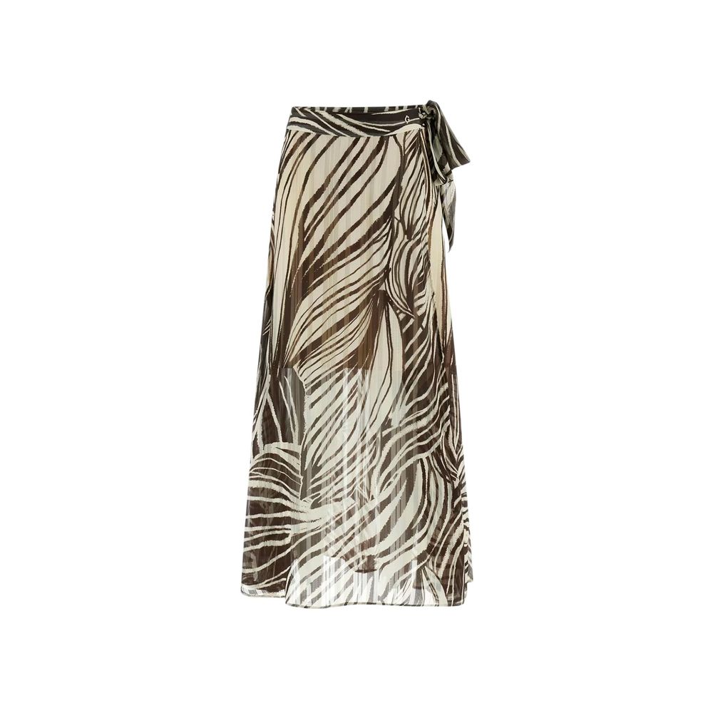 Brown Polyester Long Skirt