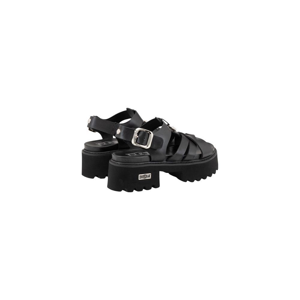 Black Leather Platform Sandals