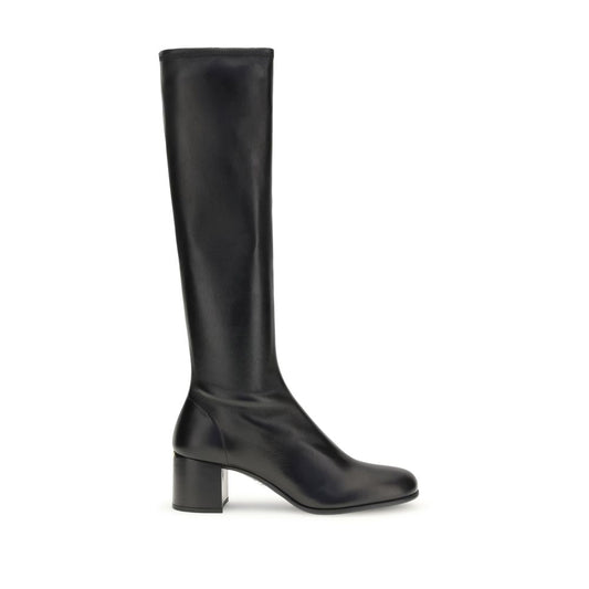 Black Rubber High Heel Boots