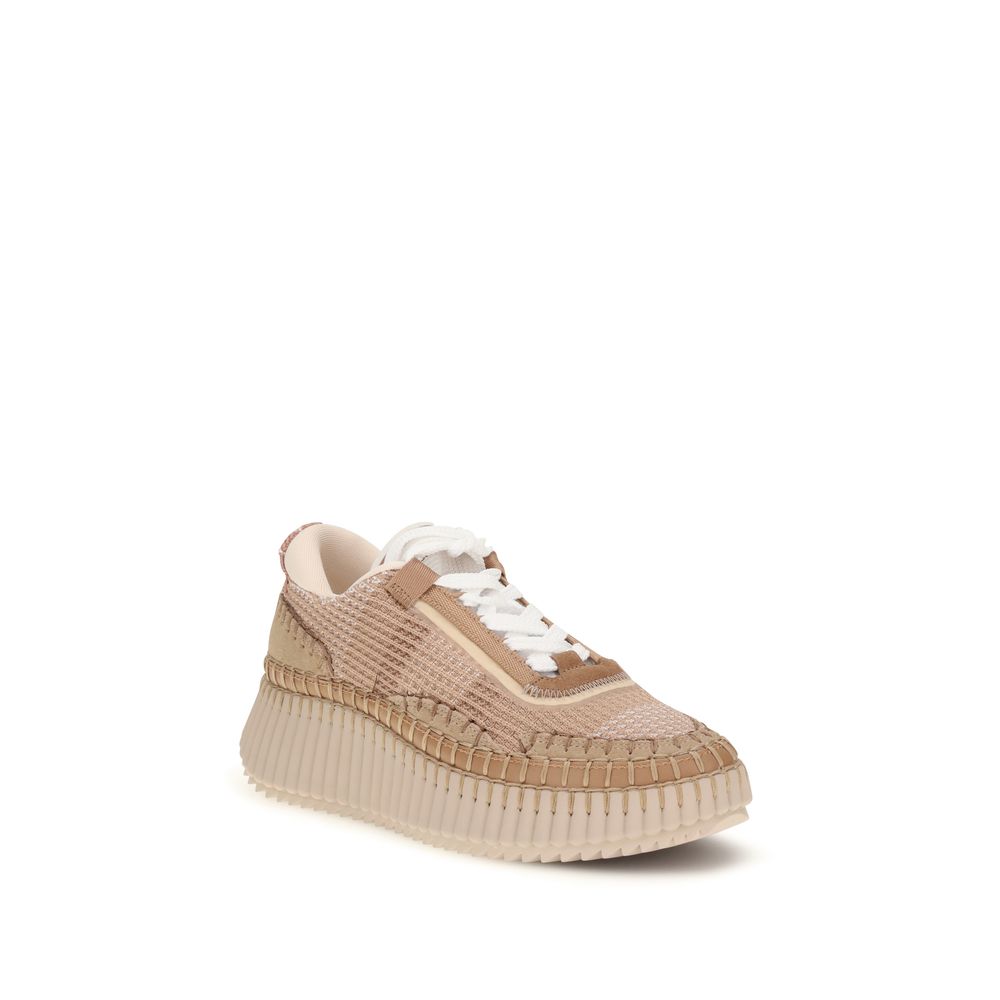 Beige Nylon Athletic Sneakers