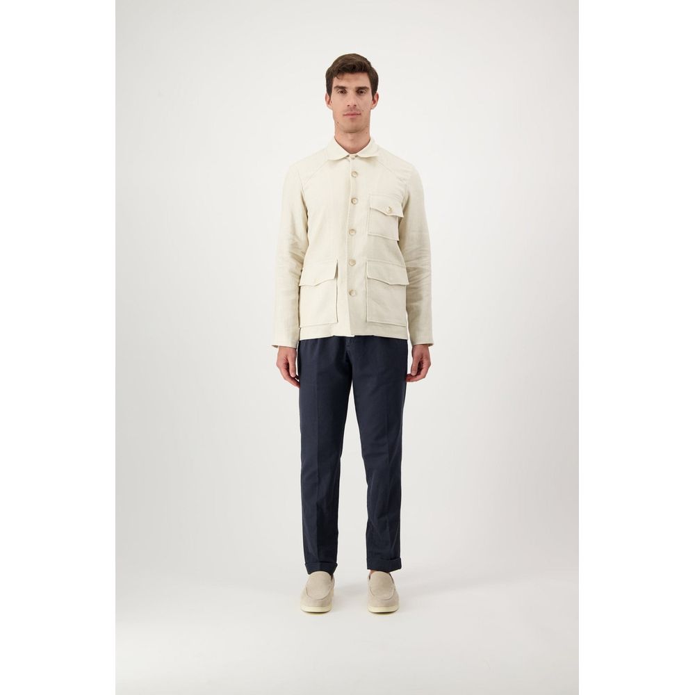 Beige Linen Full-Length Jacket