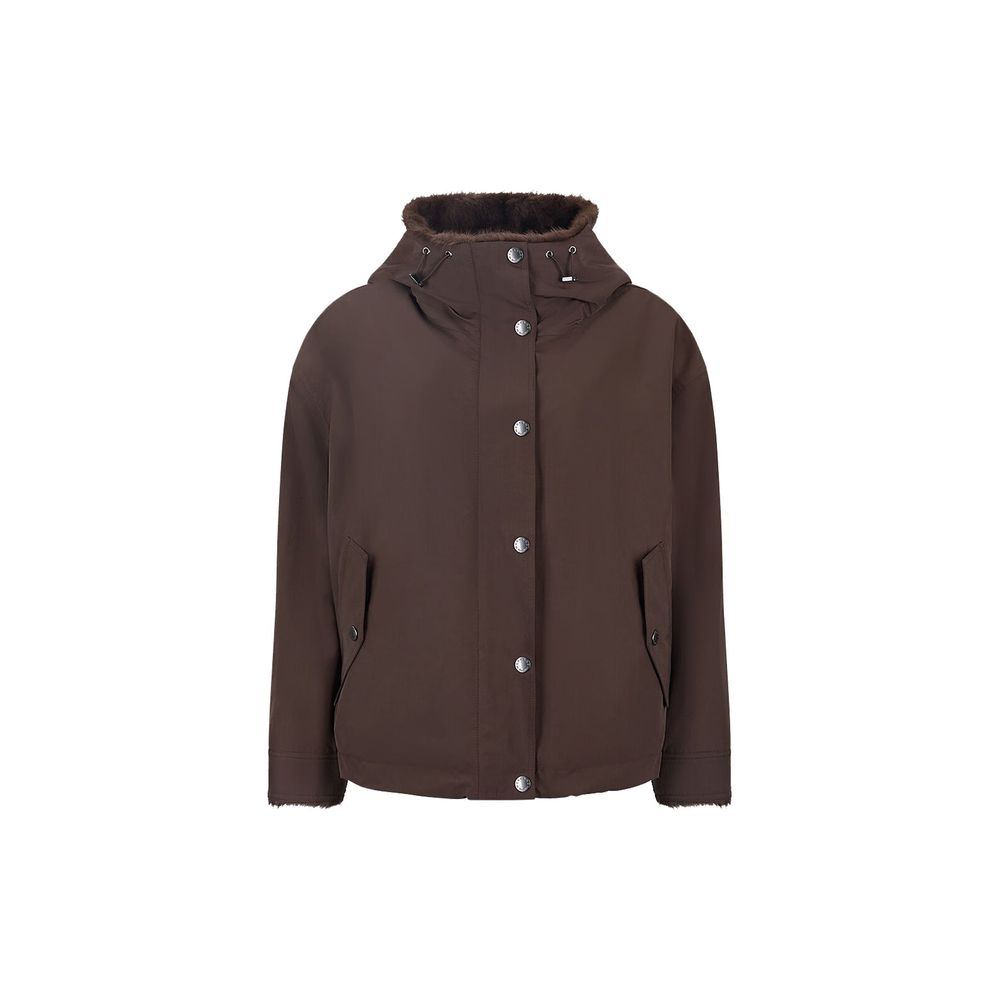 Brown Cotton Full-Length Jacket