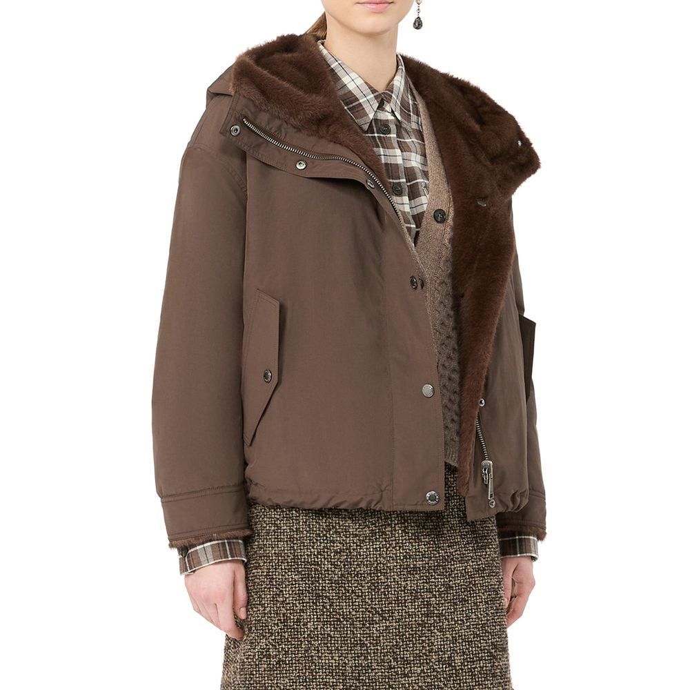 Brown Cotton Full-Length Jacket