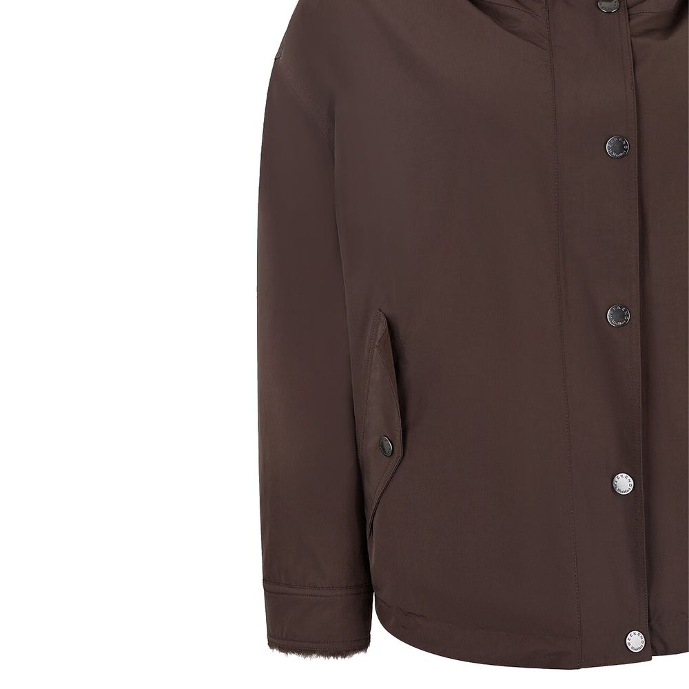 Brown Cotton Full-Length Jacket