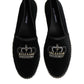 Black Embellished Crown Flat Espadrilles Shoes