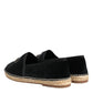 Black Embellished Crown Flat Espadrilles Shoes