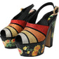 Multicolor Floral Crystal Platform Sandals Shoes