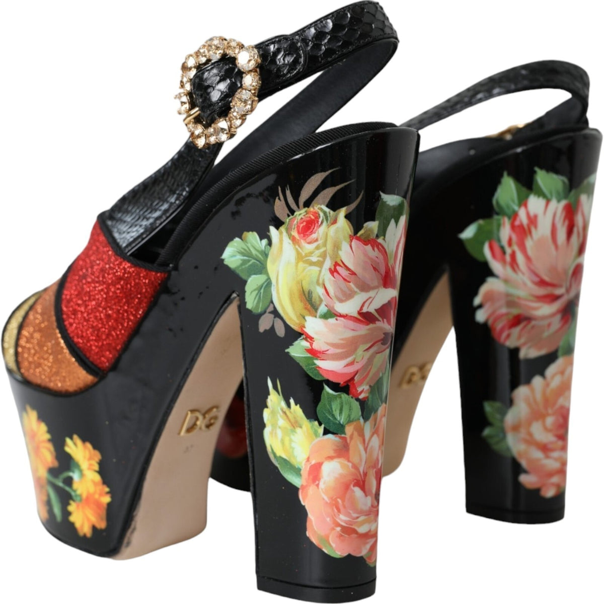 Multicolor Floral Crystal Platform Sandals Shoes