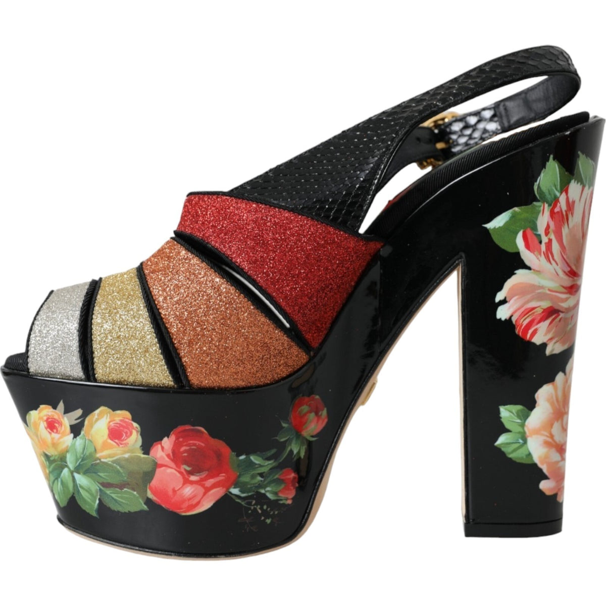 Multicolor Floral Crystal Platform Sandals Shoes