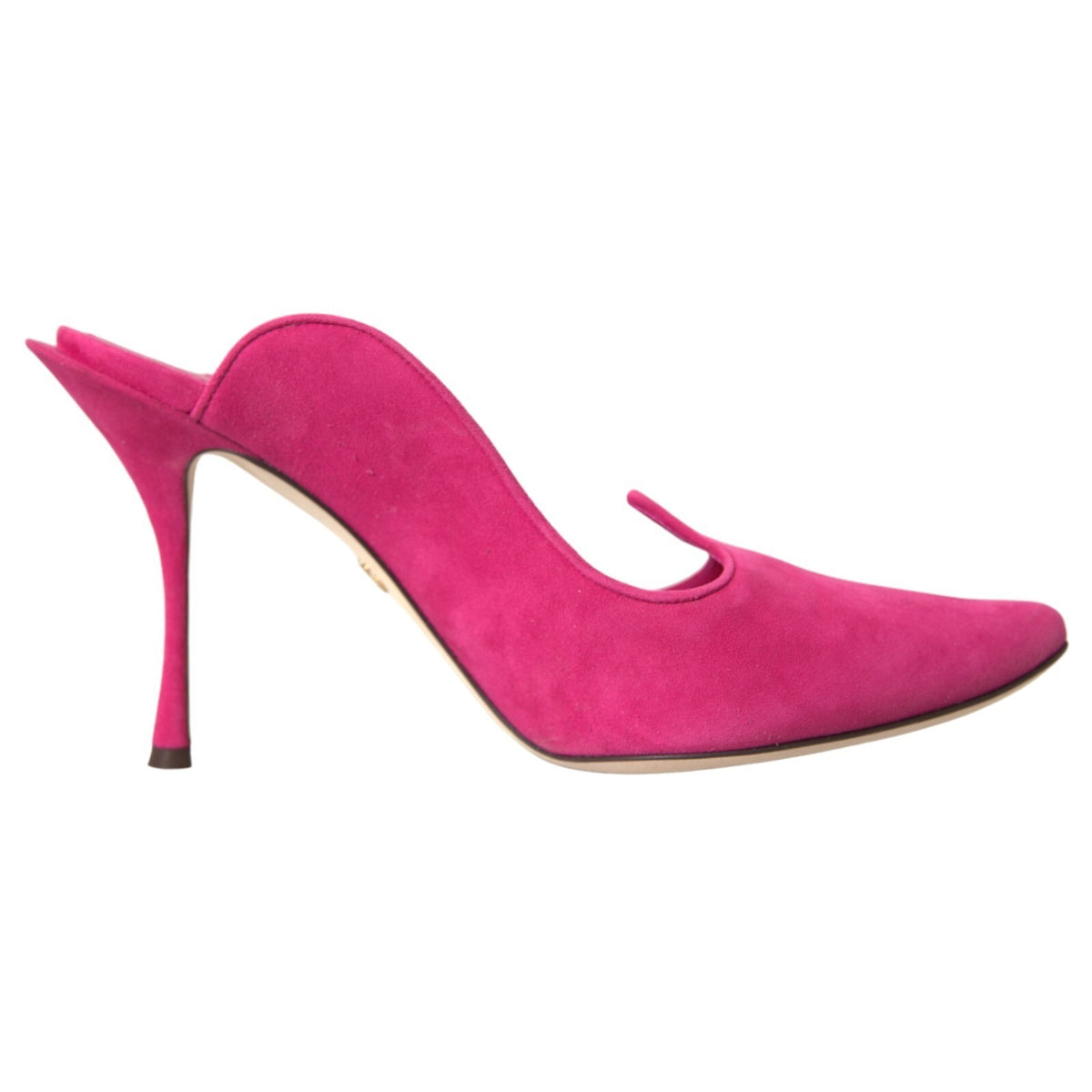 Fuchsia Suede Leather Mules Sandals Shoes