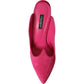 Fuchsia Suede Leather Mules Sandals Shoes