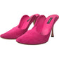 Fuchsia Suede Leather Mules Sandals Shoes