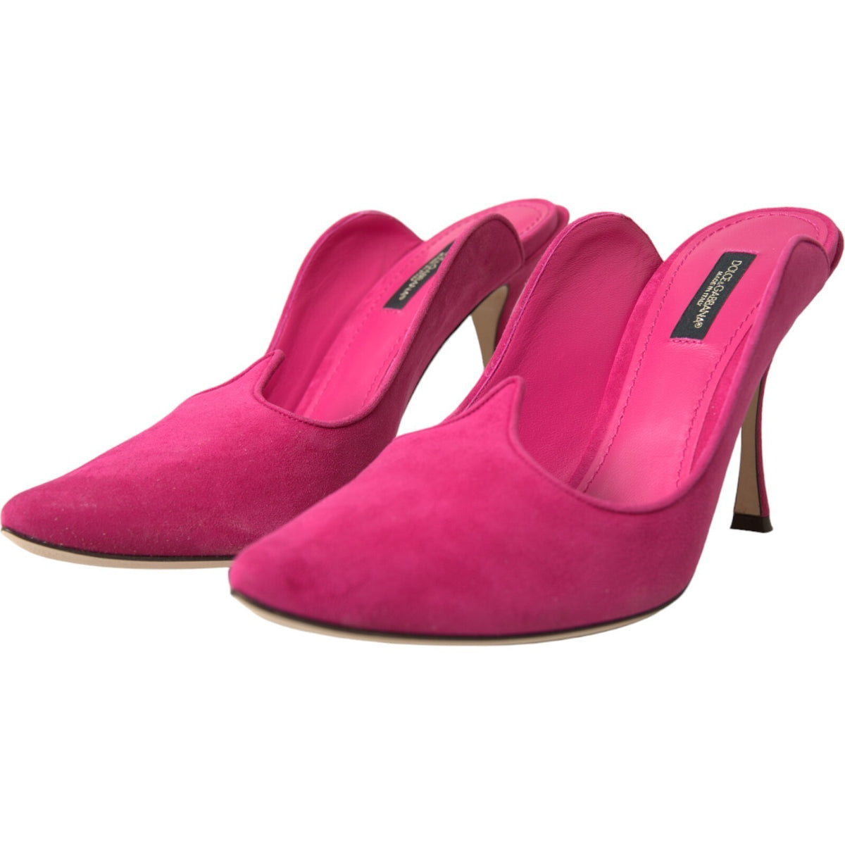 Fuchsia Suede Leather Mules Sandals Shoes