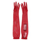 Red Acetate Sheer Elbow Length Mitten Gloves