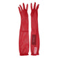 Red Acetate Sheer Elbow Length Mitten Gloves