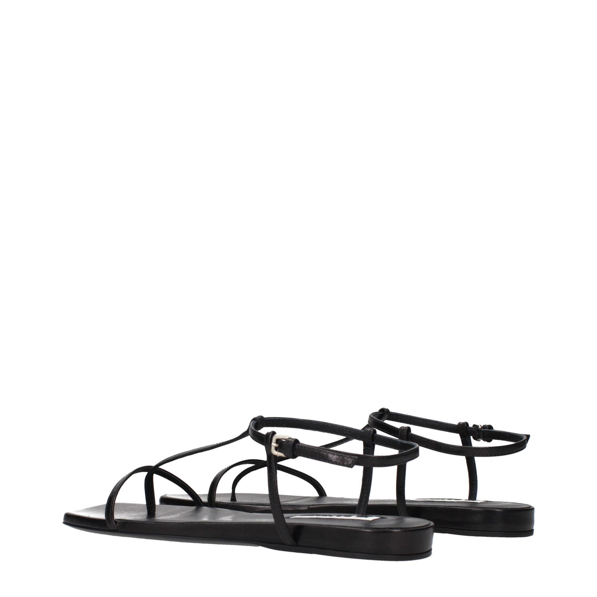 Black Leather Flip-Flop Sandals