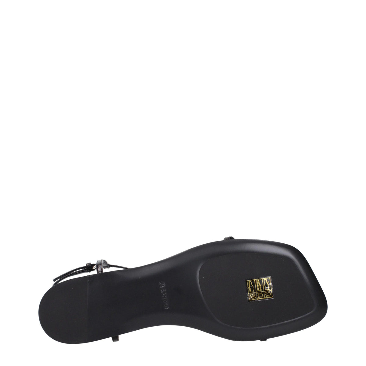 Black Leather Flip-Flop Sandals