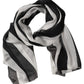 Black White Stripe Silk Shawl Stole Scarf