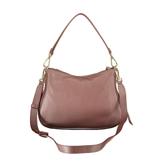 Brown Leather Women's Bag with Removable Strap and Internal Pocket