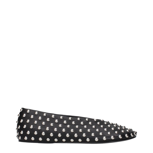 Black Leather Ballet Flats