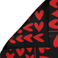 Black Red Silk Hearts Square Foulard Scarf