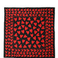 Black Red Silk Hearts Square Foulard Scarf