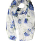 White Silk Floral Chiffon Long Stole Scarf