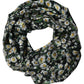 Black Floral Daisy Square Foulard Scarf