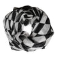 White Black Checkered Silk Foulard Scarf