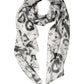White Graffiti Logo Silk Shawl Stole Scarf