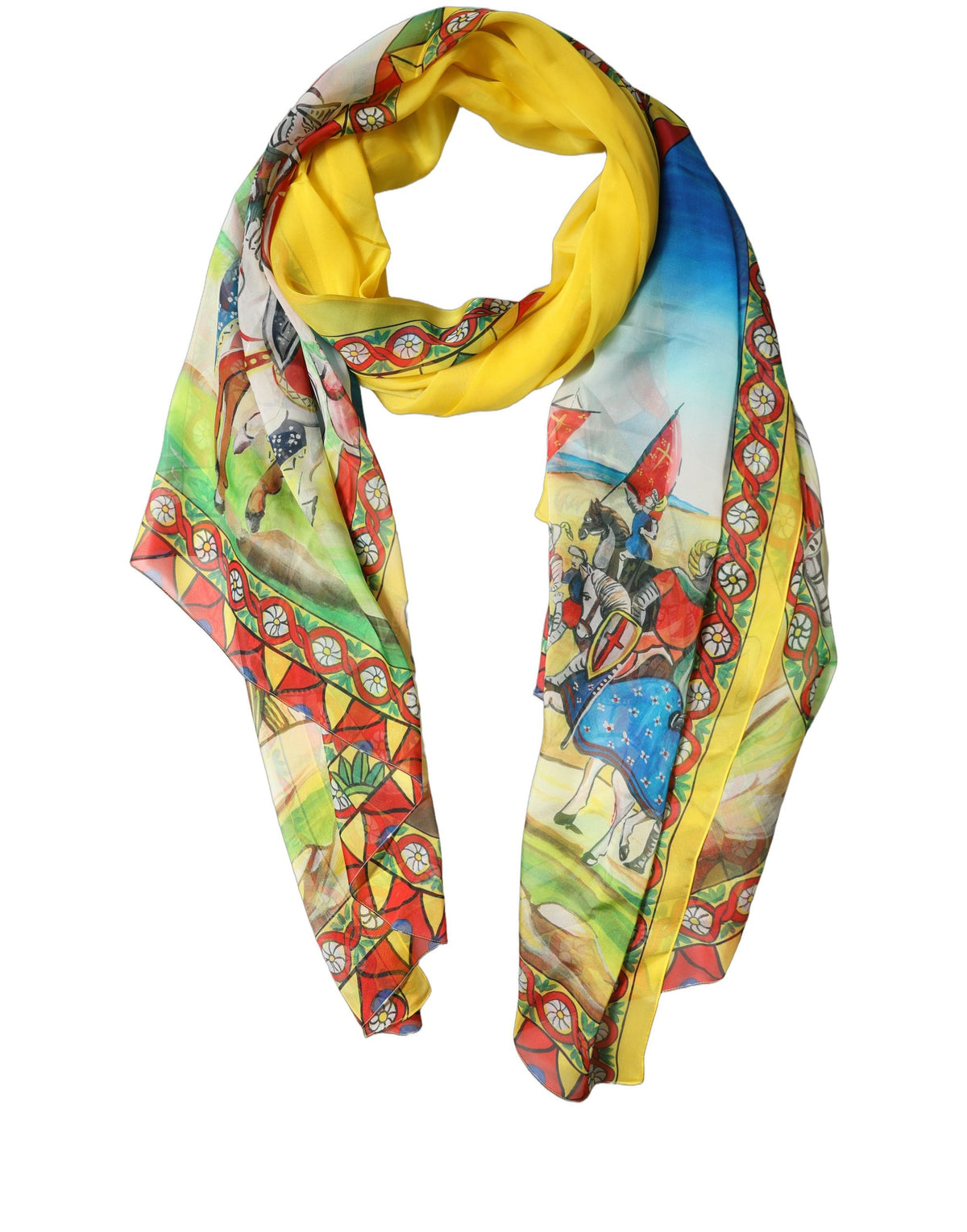 Multicolor Silk Printed Shawl Stole Scarf