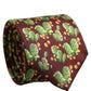 Maroon Silk Cactus Floral Adjustable Tied Men Necktie Tie