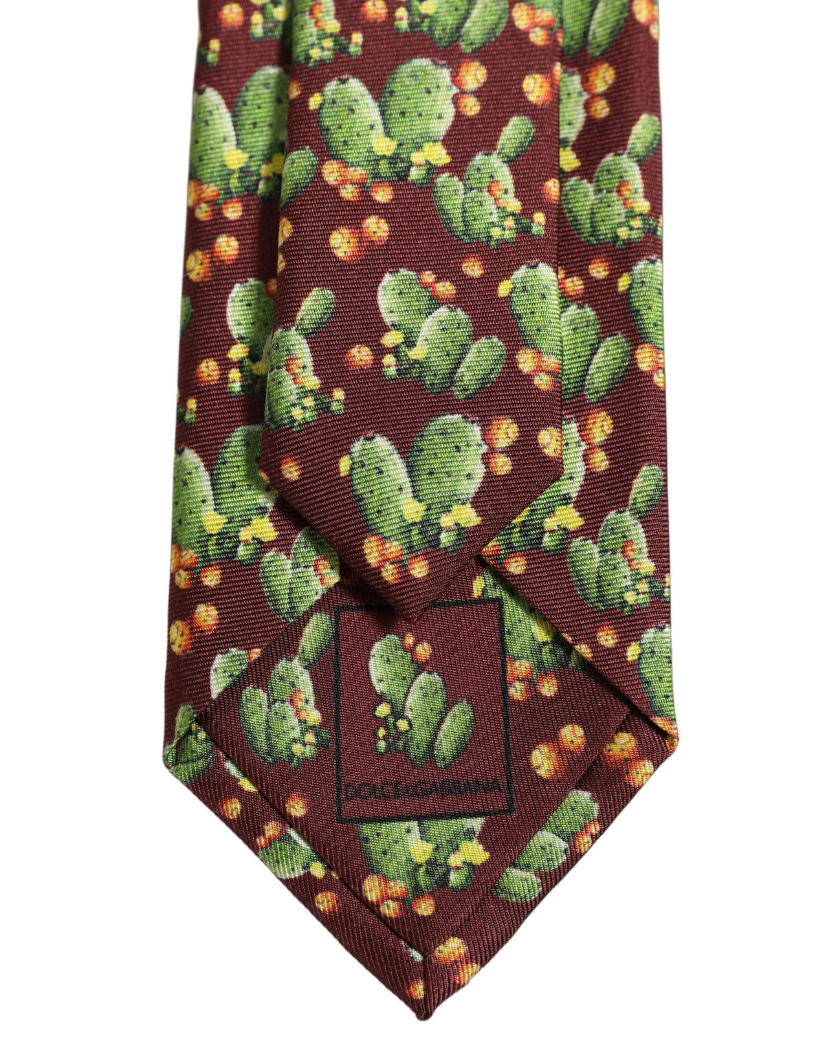 Maroon Silk Cactus Floral Adjustable Tied Men Necktie Tie
