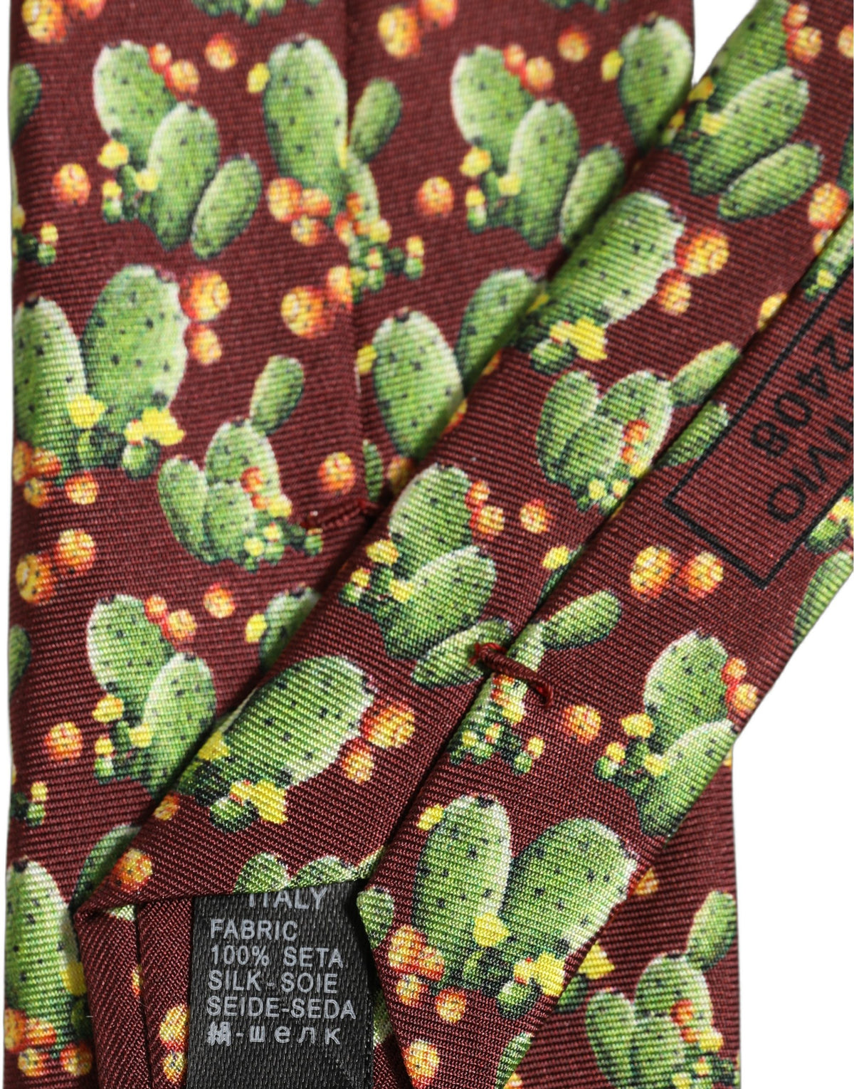 Maroon Silk Cactus Floral Adjustable Tied Men Necktie Tie