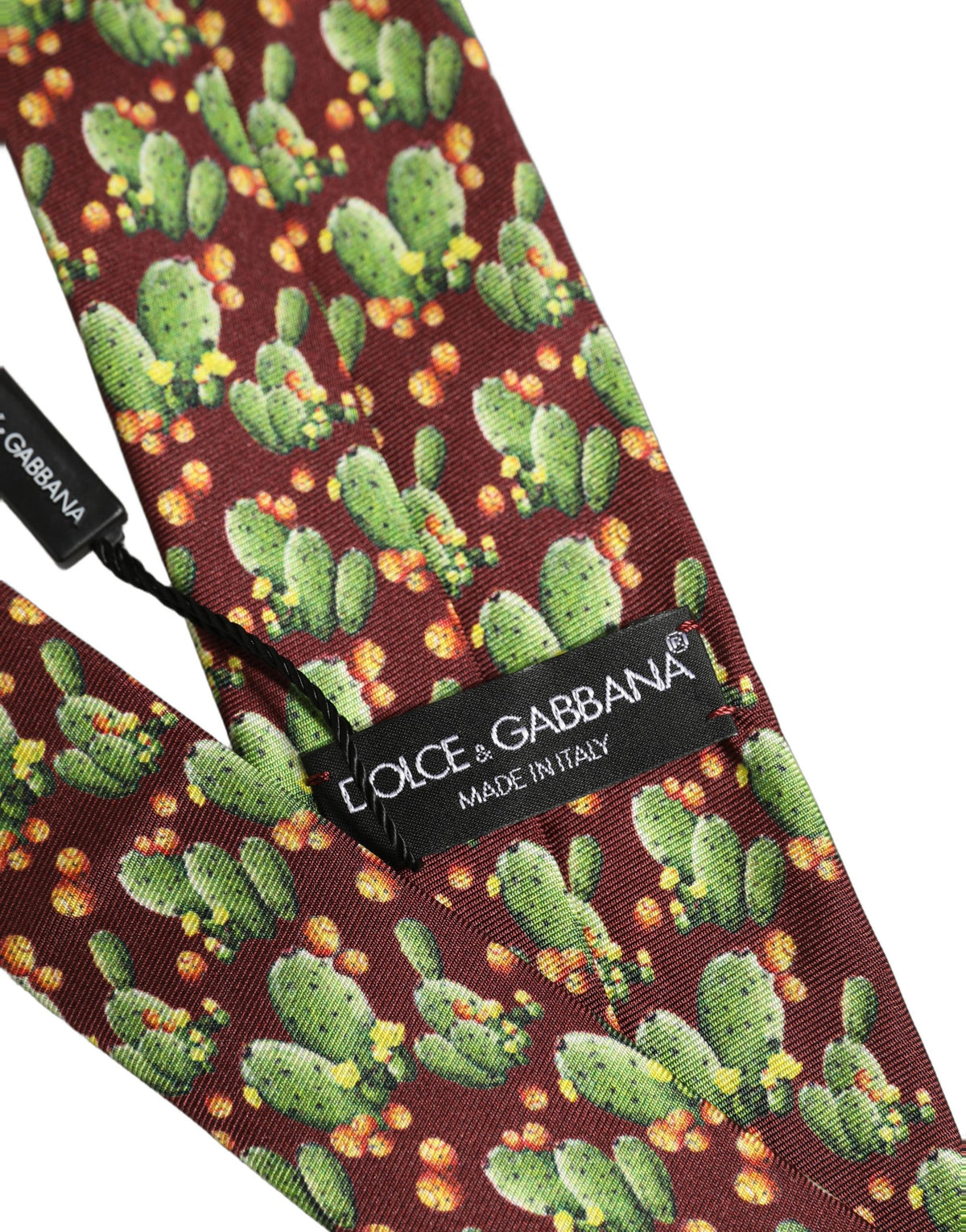 Maroon Silk Cactus Floral Adjustable Tied Men Necktie Tie