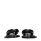Black Leather Flip-Flop Sandals
