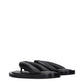 Black Leather Flip-Flop Sandals