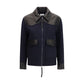 Blue Wool Oves Aries Leather Jacket