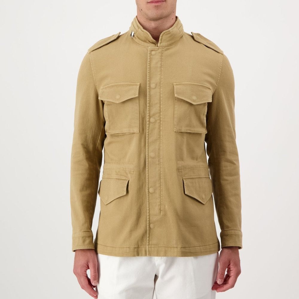 Beige Cotton Full-Length Jacket