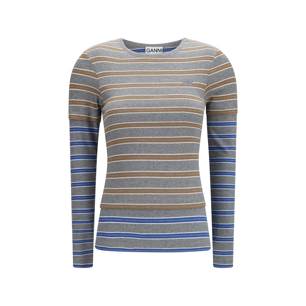 Gray Cotton Long Sleeve T-Shirt