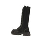 Black Cotton Lace-Up Boots