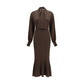 Brown Silk Casual Dress