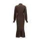 Brown Silk Casual Dress