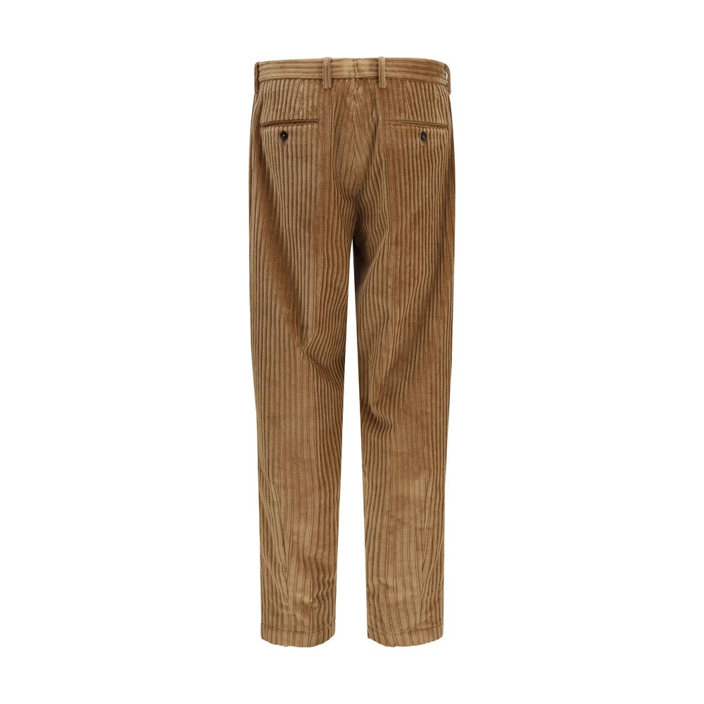 Brown Cotton Casual Pants